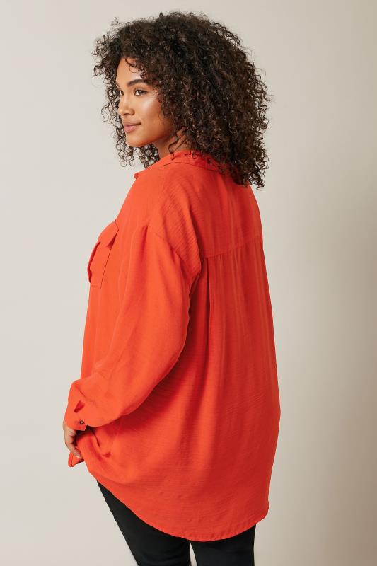 EVANS Plus Size Orange Long Sleeve Utility Shirt | Evans  4