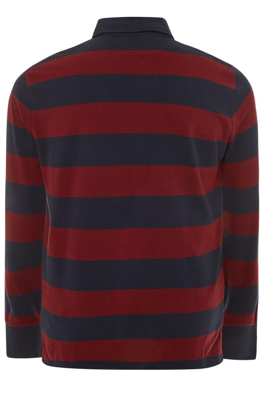 BadRhino Big & Tall Navy Blue and Burgundy Red Stripe Polo Shirt 6
