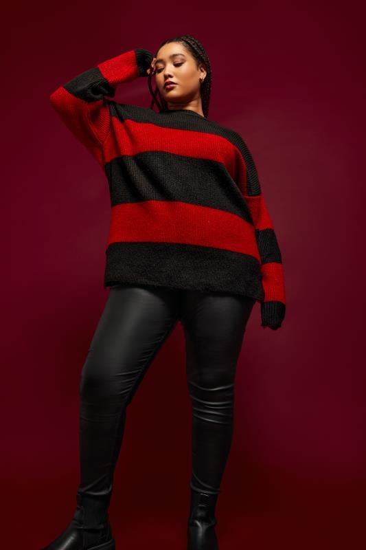 YOURS Plus Size Red Stripe Knitted Jumper | Yours Clothing 5