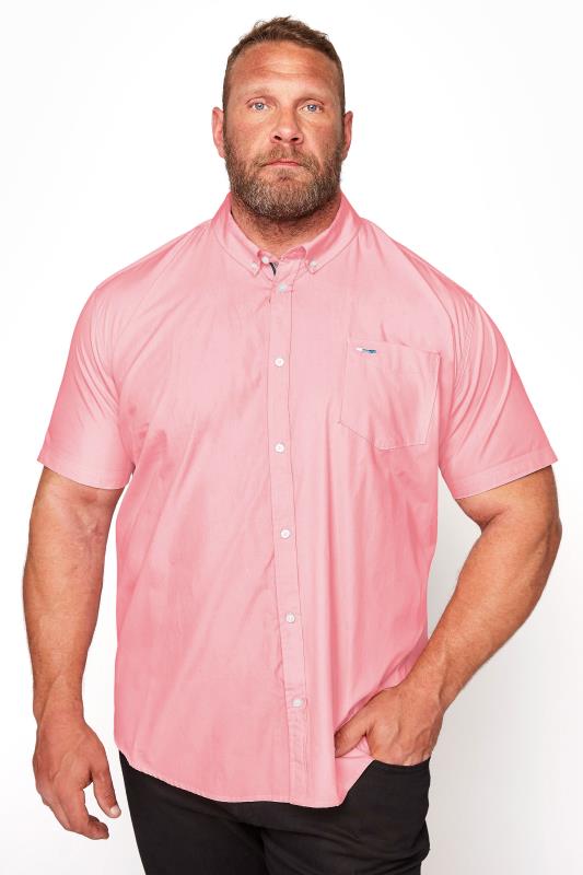 Men's  BadRhino Big & Tall Pink Essential Short Sleeve Oxford Shirt