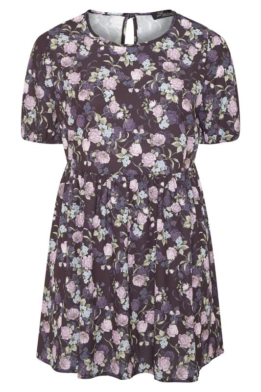 LIMITED COLLECTION Black Floral Peplum Smock Top_F.jpg