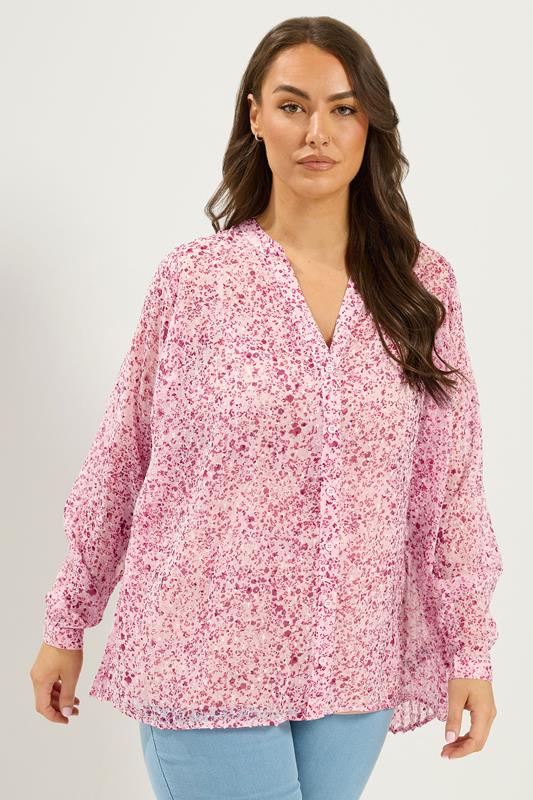  YOURS Blouse plissée au dos rose à motif animal