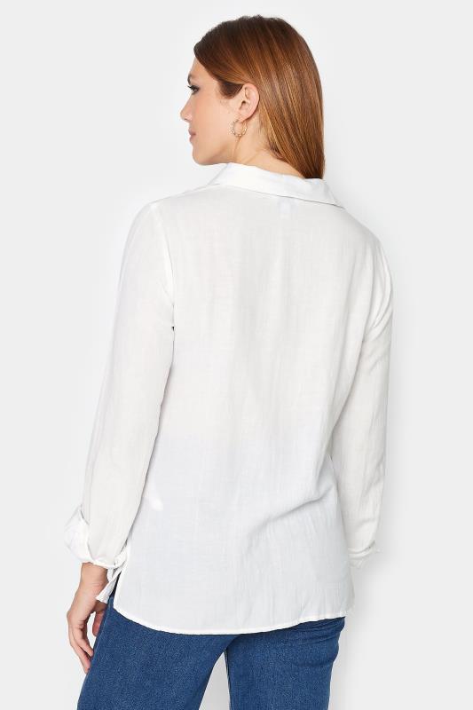 LTS Tall White Long Sleeve Linen Blend Shirt | Long Tall Sally  3