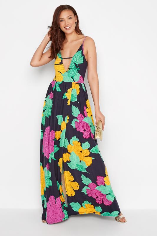 LTS Tall Yellow Floral Plunge Maxi Dress | Long Tall Sally  1