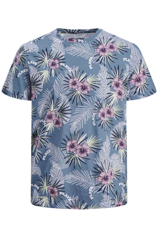 JACK & JONES Big & Tall Blue Tropical Print T-Shirt 2