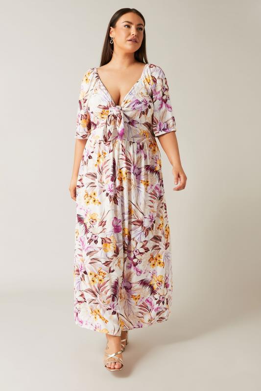 Plus Size  Evans Ivory White Floral Print Maxi Dress