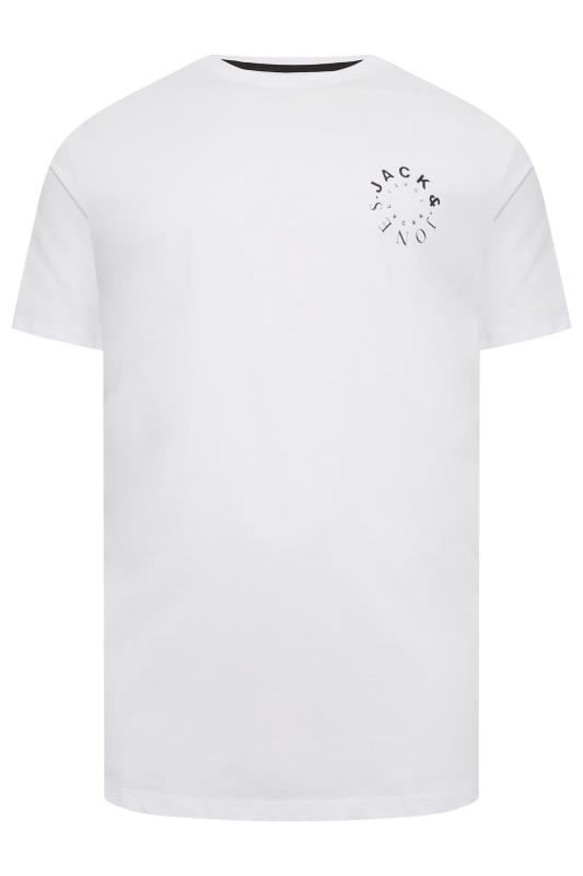 JACK & JONES Big & Tall White Crew Neck Logo T-Shirt | BadRhino 3
