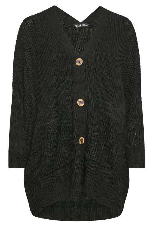 Plus Size Curve Black Button Knitted Cardigan | Yours Clothing 6