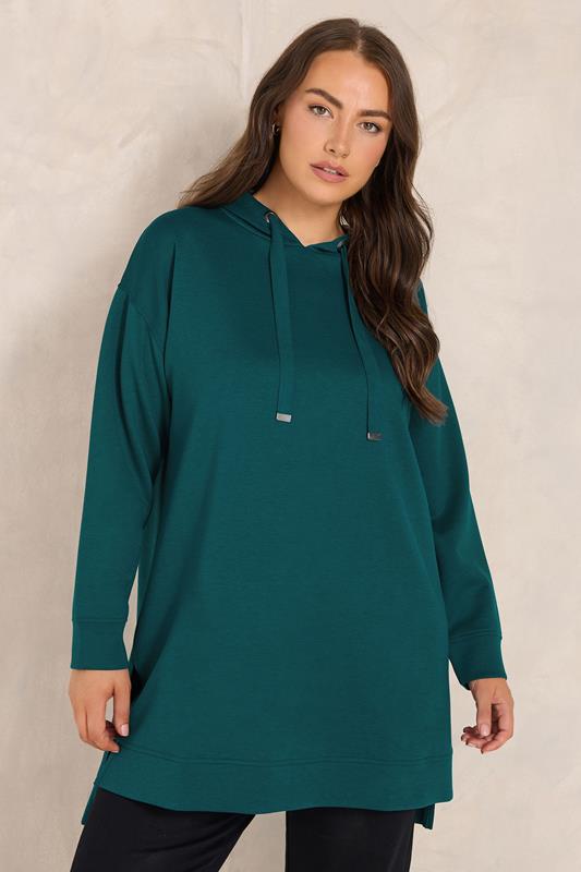 EVANS blauwgroene luxe hoodie met trekkoord
