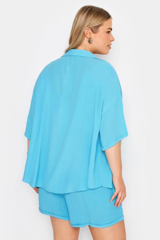 LIMITED COLLECTION Plus Size Blue Crinkle Shirt | Yours Clothing 4