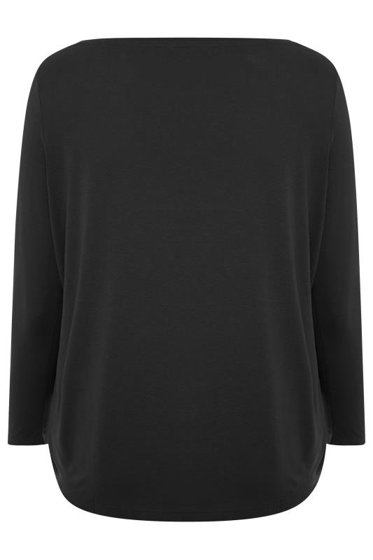 Plus Size Black Cotton Long Sleeve T-Shirt | Yours Clothing 6
