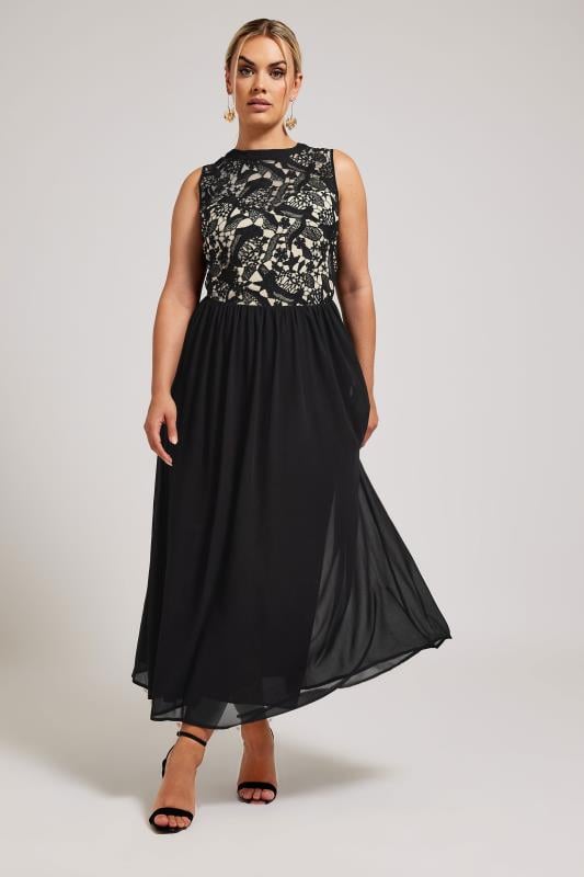 Plus Size  YOURS LONDON Curve Black Lace Bodice Maxi Dress