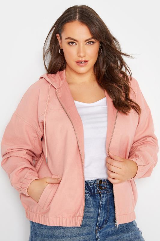 Plus Size  LIMITED COLLECTION Curve Peach Orange Twill Bomber Jacket