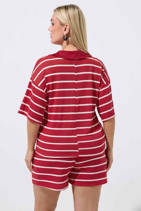 LIMITED COLLECTION Plus Size Red Stripe Rugby Collar Top | Yours Clothing 4