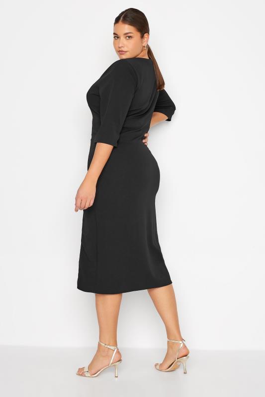 Tall Women's LTS Black Notch Neck Midi Dress | Long Tall Sally 3