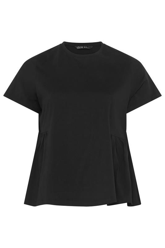 LIMITED COLLECTION Plus Size Black Peplum Side Detail T-Shirt | Yours Clothing 5