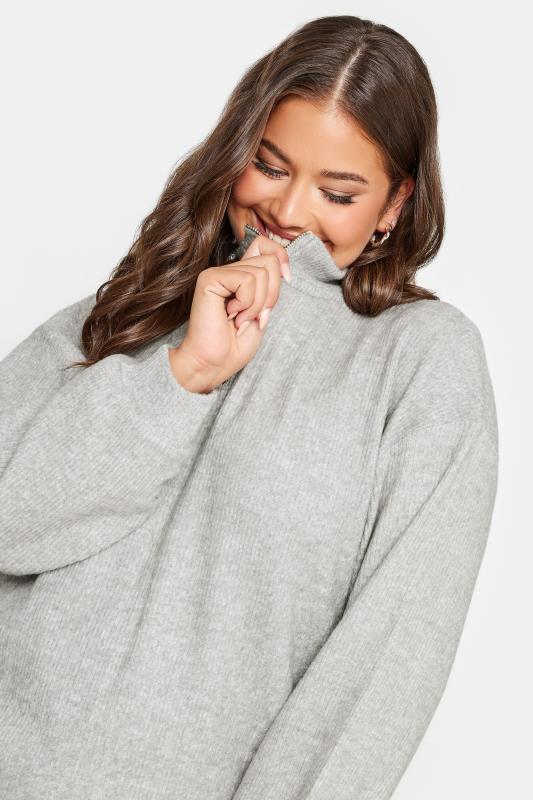 YOURS Plus Size Grey Soft Touch Zip Neck Jumper Dress | Yours Clothing 4