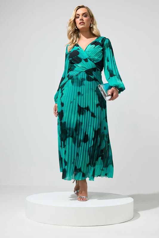 green silk pleated dress Yours London Women's Plus Size Teal Abstract Size 14 abercrombie pleated dress