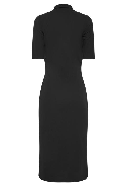 LTS Tall Black Ruched Button Midi Dress | Long Tall Sally  7