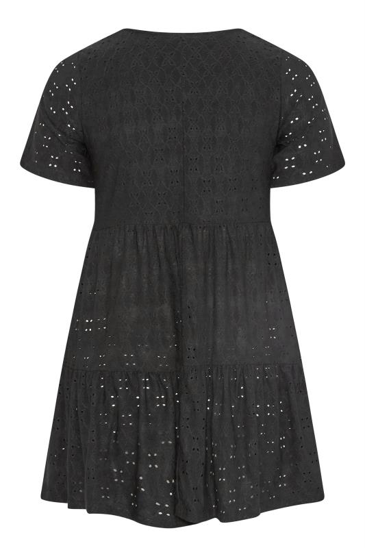 LIMITED COLLECTION Curve Black Broderie Anglaise Tiered Smock Top 7