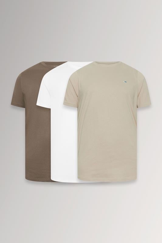  BadRhino Big & Tall LOT DE 3 t-shirts basiques marron/blanc