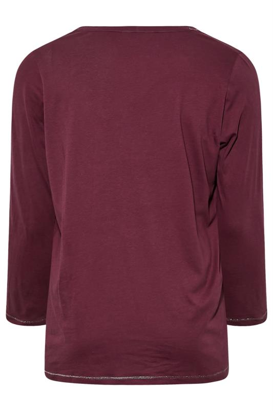 Plus Size Long Sleeve Burgundy Red Pyjama Top | Yours Clothing  9