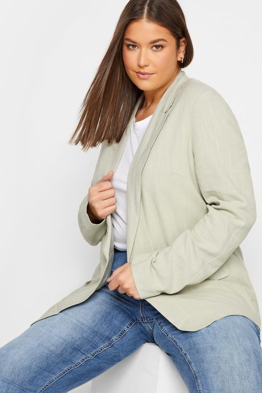LTS Tall Women's Sage Green Linen Look Blazer | Long Tall Sally  4