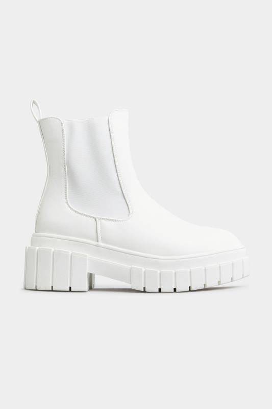 LIMITED COLLECTION White Leather Look Chunky Chelsea Boots In Standard D Fit 3