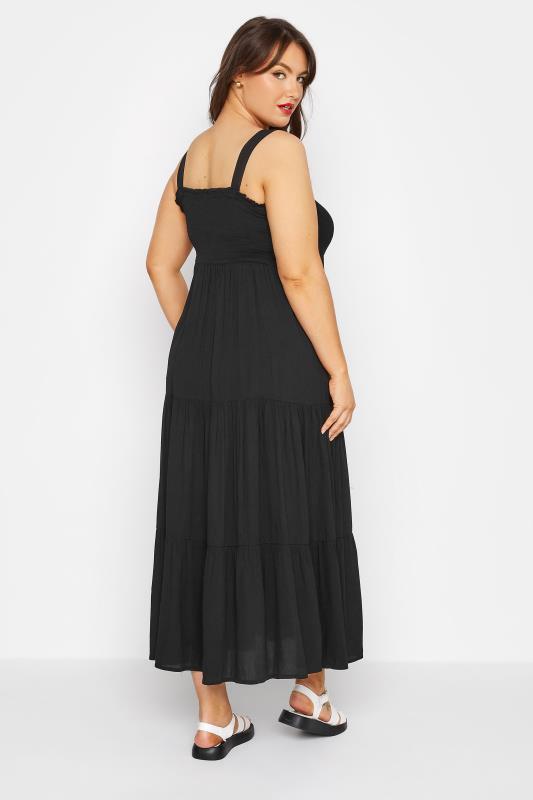 LIMITED COLLECTION Curve Black Strappy Shirred Tier Dress_C.jpg