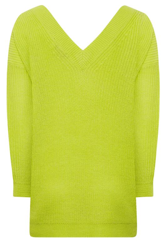 YOURS Plus Size Lime Green Double V-Neck Jumper | Yours Clothing 7