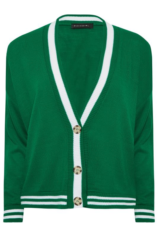 Petite Green Varsity Stripe Cardigan | PixieGirl 6