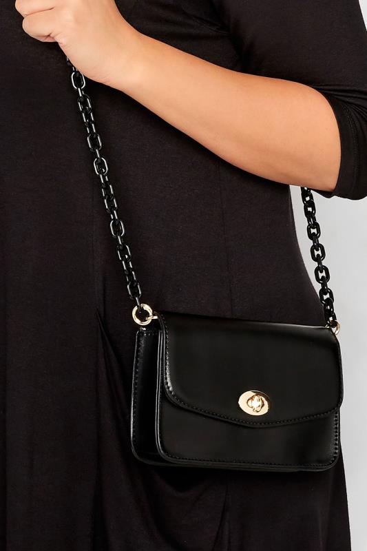  Black Chain Lock Detail Bag
