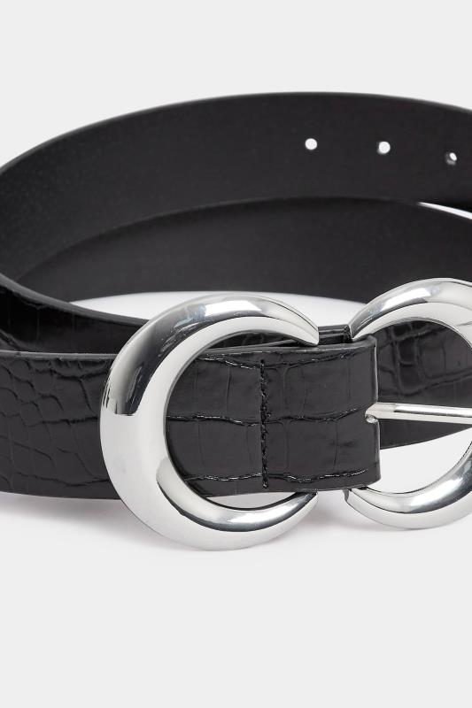 Black Croc Double Hoop Belt | Yours Clothing  4