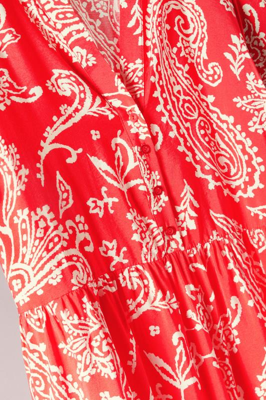 EVANS Plus Size Red & White Paisley Print Midi Shirt Dress | Evans 8