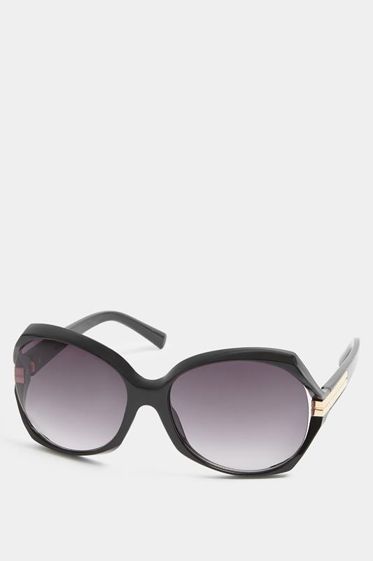  Zwarte oversized zonnebril met metalen pootjes