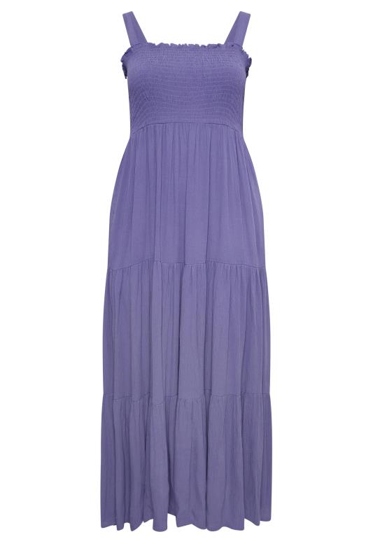 YOURS Plus Size Purple Shirred Strappy Sundress | Yours Clothing  6