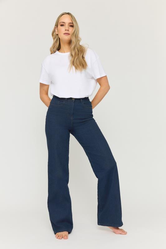 $99 Nina Parker Trendy Plus Size High-Waist Wide-Leg Jeans Blue