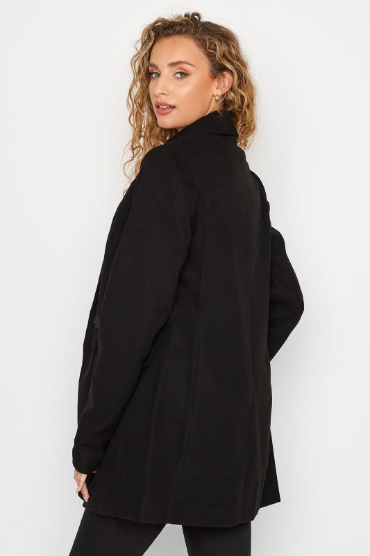 LTS Tall Black Double Breasted Brushed Jacket 3