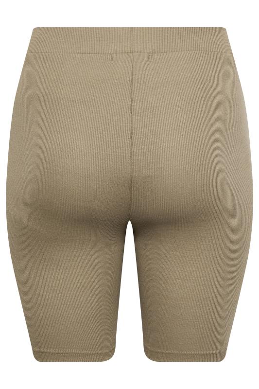 YOURS Plus Size Camel Brown Ribbed Cycling Shorts | Yours Clothing 5