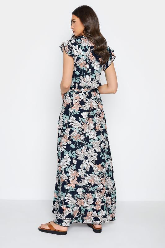 LTS Tall Women's Navy Blue Floral Frill Maxi Dress | Long Tall Sally 3