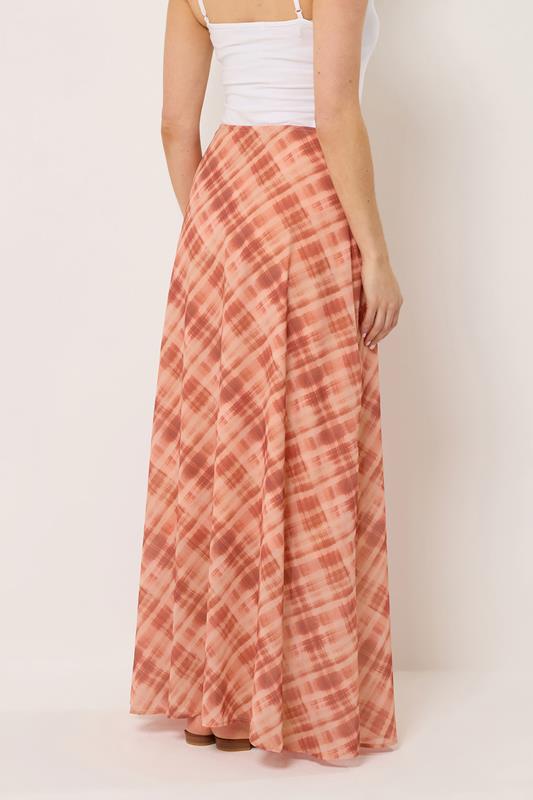 LTS Tall Women's Pink & Orange Abstract Check Maxi Skirt | Long Tall Sally 4