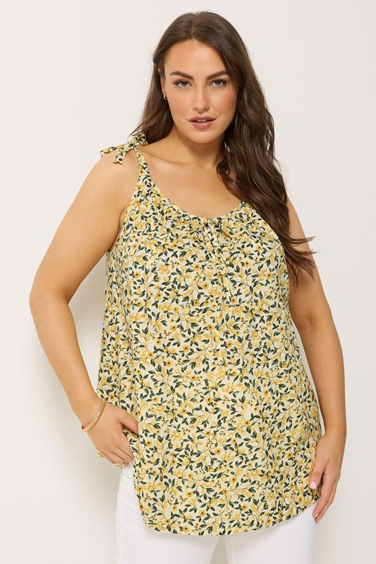 YOURS Plus Size Yellow Lemon Cami Vest Top | Yours Clothing 1