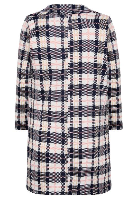 Curve Navy Blue & Pink Check Blazer | Yours Clothing  7