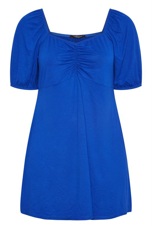 LIMITED COLLECTION Curve Cobalt Blue Puff Sleeve Ruched Top 6