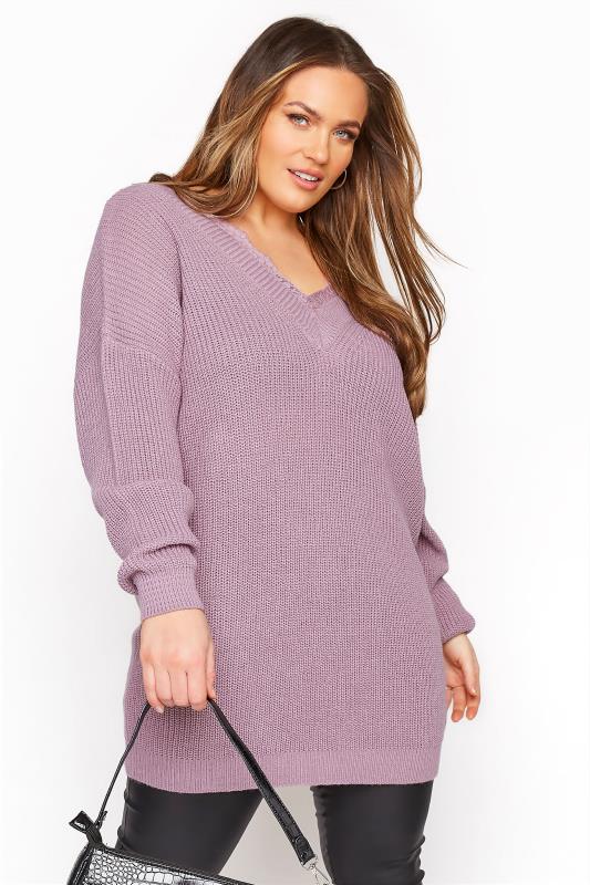 Lilac Lace Oversized Knitted Jumper 1