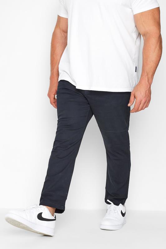 Plus Size Chinos & Cords KAM Big & Tall Navy Blue Chino Trousers