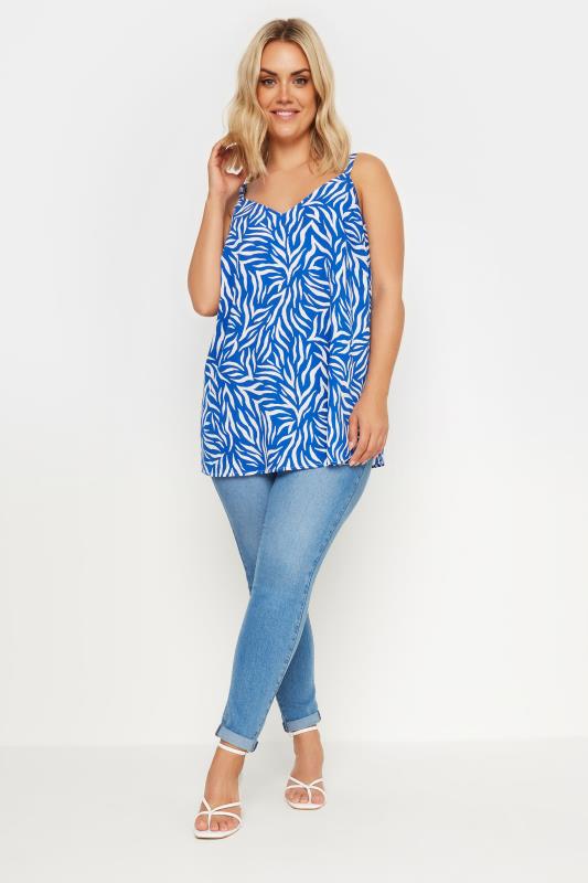 YOURS Plus Size Blue Zebra Print Cami Top | Yours Clothing 2