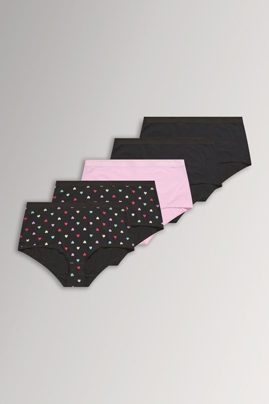  YOURSET 5 PACK Curve Pink Heart Print Full Briefs