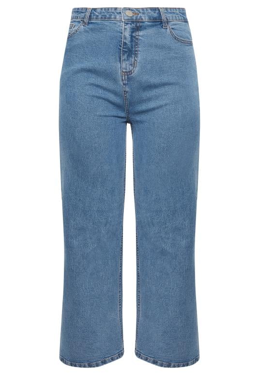 YOURS Plus Size Mid Blue Wide Leg Denim Jeans | Yours Clothing  6