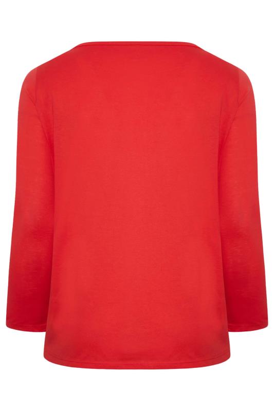 YOURS Plus Size Red Long Sleeve Essential T-Shirt | Yours Clothing 7